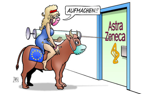 Cartoon: EU bei AstraZeneca (medium) by Harm Bengen tagged aufmachen,pharmakonzern,spritze,tür,europa,eu,stier,astrazeneca,corona,impfstoff,wirksamkeit,lieferprobleme,harm,bengen,cartoon,karikatur,aufmachen,pharmakonzern,spritze,tür,europa,eu,stier,astrazeneca,corona,impfstoff,wirksamkeit,lieferprobleme,harm,bengen,cartoon,karikatur