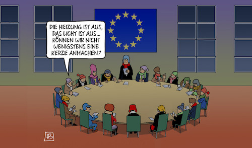 Cartoon: EU kalt und dunkel (medium) by Harm Bengen tagged heizung,licht,kerze,eu,europa,energieminister,gipfel,dunkel,krieg,ukraine,russland,harm,bengen,cartoon,karikatur,heizung,licht,kerze,eu,europa,energieminister,gipfel,dunkel,krieg,ukraine,russland,harm,bengen,cartoon,karikatur