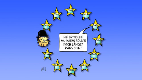 Cartoon: EU und Mutation (medium) by Harm Bengen tagged britische,mutation,eu,europa,gb,uk,brexit,corona,masken,melone,sterne,angst,ansteckung,harm,bengen,cartoon,karikatur,britische,mutation,eu,europa,gb,uk,brexit,corona,masken,melone,sterne,angst,ansteckung,harm,bengen,cartoon,karikatur