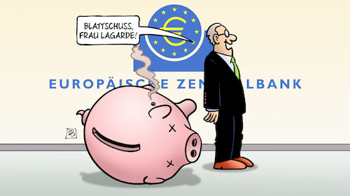 Cartoon: EZB und Leitzins (medium) by Harm Bengen tagged leitzins,lagarde,ezb,europäische,zentralbank,sparer,sparen,sparschwein,zinsen,blattschuss,harm,bengen,cartoon,karikatur,leitzins,lagarde,ezb,europäische,zentralbank,sparer,sparen,sparschwein,zinsen,blattschuss,harm,bengen,cartoon,karikatur