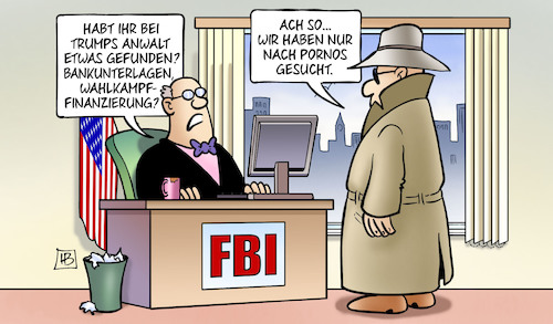 Cartoon: FBI bei Trumps Anwalt (medium) by Harm Bengen tagged fbi,usa,durchsuchungen,trump,anwalt,bankunterlagen,wahlkampffinanzierung,stormy,daniels,cohen,pornos,affaere,harm,bengen,cartoon,karikatur,fbi,usa,durchsuchungen,trump,anwalt,bankunterlagen,wahlkampffinanzierung,stormy,daniels,cohen,pornos,affaere,harm,bengen,cartoon,karikatur