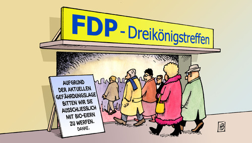 Cartoon: FDP und Dioxin (medium) by Harm Bengen tagged fdp,dioxin,drei,könig,dreikönig,dreikönigstreffen,kundgebung,feiertag,partei,westerwelle,kritik,führung,außenminister,eier,skandal,tierhaltung,bio,werfen,protest,dioxin,dreikönigstreffen,kundgebung,feiertag,partei,führung,kritik,westerwelle,fdp,eier,skandal,tierhaltung,außenminister