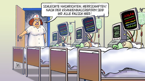 Cartoon: Fehlbelegung (medium) by Harm Bengen tagged krankenhausreform,klinikreform,patienten,krankenschwester,lauterbach,harm,bengen,cartoon,karikatur,krankenhausreform,klinikreform,patienten,krankenschwester,lauterbach,harm,bengen,cartoon,karikatur