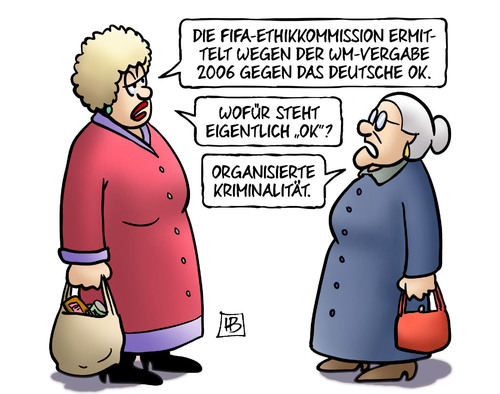 Cartoon: FIFA vs. WM-OK (medium) by Harm Bengen tagged fifa,ethikkommission,ermittlungen,wm,vergab,2006,deutschland,ok,niersbach,beckenbauer,organisierte,kriminalität,fussball,weltmeisterschaft,bestechung,korruption,harm,bengen,cartoon,karikatur,fifa,ethikkommission,ermittlungen,wm,vergab,2006,deutschland,ok,niersbach,beckenbauer,organisierte,kriminalität,fussball,weltmeisterschaft,bestechung,korruption,harm,bengen,cartoon,karikatur