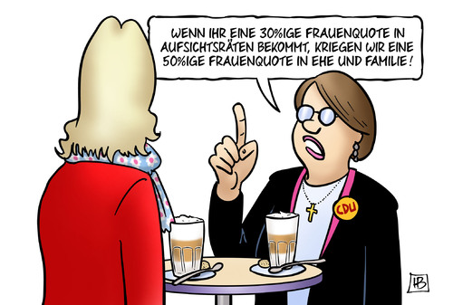 Cartoon: Frauenquote Aufsichtsrat (medium) by Harm Bengen tagged frauenquote,aufsichtsrat,30,50,prozent,gleichberechtigung,wirtschaft,ehe,familie,schwul,lesbisch,gleichgeschlechtlich,gleichstellung,koalitionsverhandlungen,spd,cdu,schwesig,widmann,mauz,harm,bengen,cartoon,karikatur,frauenquote,aufsichtsrat,30,50,prozent,gleichberechtigung,wirtschaft,ehe,familie,schwul,lesbisch,gleichgeschlechtlich,gleichstellung,koalitionsverhandlungen,spd,cdu,schwesig,widmann,mauz,harm,bengen,cartoon,karikatur