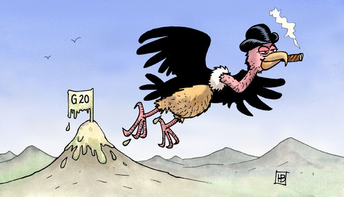 Cartoon: G20 (medium) by Harm Bengen tagged g20,toronto,weltwirtschaft,gipfel,finanzmärkte,rating,banken,hegdgefonds,geier,flug,vogel,kot,scheiße,g20,toronto,weltwirtschaft,gipfel,finanzmärkte,rating,banken,geier,flug,kot,scheiße