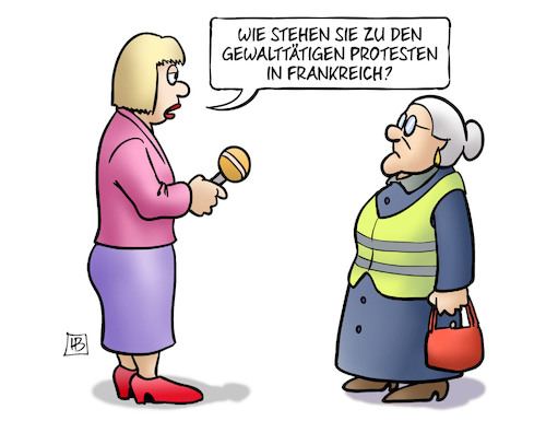 Cartoon: Gelbwesten (medium) by Harm Bengen tagged gelbwesten,interview,gewalttätige,proteste,frankreich,macron,benzinpreise,susemil,warnwesten,harm,bengen,cartoon,karikatur,gelbwesten,interview,gewalttätige,proteste,frankreich,macron,benzinpreise,susemil,warnwesten,harm,bengen,cartoon,karikatur