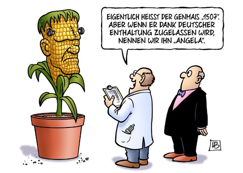 Cartoon: Genmais Angela (medium) by Harm Bengen tagged 1507,genamis,angela,merkel,eu,europa,abstimmung,kommission,deutschland,zulassung,frankenstein,monster,gentechnologie,genveraendert,lebensmittel,umwelt,landwirtschaft,gift,harm,bengen,cartoon,karikatur,1507,genamis,angela,merkel,eu,europa,abstimmung,kommission,deutschland,zulassung,frankenstein,monster,gentechnologie,genveraendert,lebensmittel,umwelt,landwirtschaft,gift,harm,bengen,cartoon,karikatur