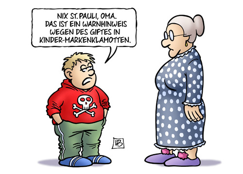 Cartoon: Gift in Kinderkleidung (medium) by Harm Bengen tagged gift,kinderkleidung,markenkleidung,markenklamotten,kleidung,sankt,pauli,oma,fussball,totenkopf,warnhinweis,harm,bengen,cartoon,karikatur,gift,kinderkleidung,markenkleidung,markenklamotten,kleidung,sankt,pauli,oma,fussball,totenkopf,warnhinweis,harm,bengen,cartoon,karikatur