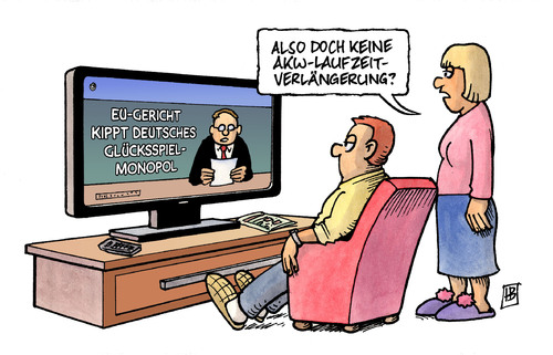 Cartoon: Glücksspielmonopol (medium) by Harm Bengen tagged glücksspielmonopol,glücksspiel,risiko,monopol,lotto,wette,wetten,eu,europäischer,gerichtshof,verbot,untersagen,politik,atom,atomkraft,kernkraft,atomdeal,atomkompromiß,akw,laufzeit,laufzeitverlängerung,röttgen,glücksspielmonopol,glücksspiel,risiko,monopol,lotto,wette,wetten,eu,europäischer gerichtshof,verbot,untersagen,atom,politik,atomkraft,kernkraft,atomdeal,atomkompromiß,röttgen,laufzeitverlängerung,laufzeit,akw,europäischer,gerichtshof