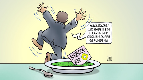 Cartoon: Grüne Suppe (medium) by Harm Bengen tagged halleluja,jubel,freude,freuen,laschet,haar,grüne,suppe,baerbock,kanzlerkandidatin,boni,nebeneinkünfte,harm,bengen,cartoon,karikatur,halleluja,jubel,freude,freuen,laschet,haar,grüne,suppe,baerbock,kanzlerkandidatin,boni,nebeneinkünfte,harm,bengen,cartoon,karikatur