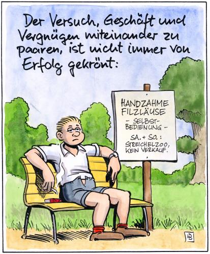 Cartoon: Handzahme Filzläuse (medium) by Harm Bengen tagged filzlaus,streichelzoo,geschäft,bank,park,erfolg,geschäft,arbeit,geld,verdienen,marktlücke,mann,schamhaare,intim,haare,versuch,vergnügen,spaß,sex,filzläuse,läuse,streichelzoo,zoo,selbsbedienung,geschäftsidee