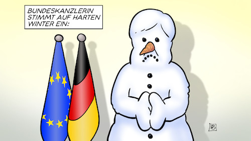 Cartoon: Harter Winter (medium) by Harm Bengen tagged bundeskanzlerin,merkel,harter,winter,ansprache,videobotschaft,schneemann,schneefrau,fahnendeutschland,europa,kalt,corona,harm,bengen,cartoon,karikatur,bundeskanzlerin,merkel,harter,winter,ansprache,videobotschaft,schneemann,schneefrau,fahnendeutschland,europa,kalt,corona,harm,bengen,cartoon,karikatur