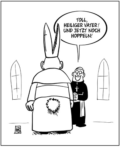 Cartoon: Hoppeln (medium) by Harm Bengen tagged hoppeln,papst,ostern,hase