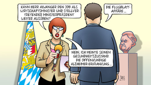 Cartoon: Hubert Alzheimer (medium) by Harm Bengen tagged wirtschaftsminister,stellvertretender,ministerpräsident,gesundheitszustand,alzheimer,erkrankung,freie,wähler,aiwanger,bayern,rechtsextrem,flugblattaffäre,antisemitismus,holocaust,harm,bengen,cartoon,karikatur,wirtschaftsminister,stellvertretender,ministerpräsident,gesundheitszustand,alzheimer,erkrankung,freie,wähler,aiwanger,bayern,rechtsextrem,flugblattaffäre,antisemitismus,holocaust,harm,bengen,cartoon,karikatur