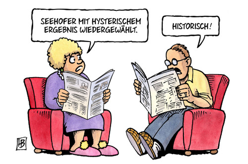 Cartoon: Hysterisch (medium) by Harm Bengen tagged seehofer,karikatur,cartoon,bengen,harm,kandidat,csu,parteitag,wahlergebnis,ergebnis,historisch,hysterisch,seehofer,hysterisch,historisch,ergebnis,wahlergebnis,parteitag,csu,kandidat,harm,bengen,cartoon,karikatur