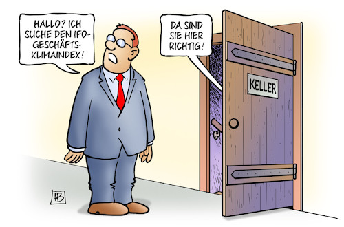 Cartoon: IFO-Index 2020 (medium) by Harm Bengen tagged ifo,geschäftsklimaindex,keller,konjunktur,wirtschaft,harm,bengen,cartoon,karikatur,ifo,geschäftsklimaindex,keller,konjunktur,wirtschaft,harm,bengen,cartoon,karikatur