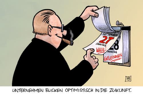 Cartoon: IFO-Optimismus (medium) by Harm Bengen tagged ifo,optimismus,wirtschaft,entlassungen,kündigungen,arbeitslosigkeit,rezession,aufschwung,unternehmen,unternehmer,krise,ifo,optimismus,wirtschaft,entlassungen,kündigungen,arbeit,job,arbeitslosigkeit,rezession,aufschwung,arbeitslos,kündigung