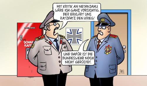 Cartoon: Israel und Krieg (medium) by Harm Bengen tagged kritik,netanjahu,krieg,iran,israel,gaze,generäle,bundeswehr,rüstung,harm,bengen,cartoon,karikatur,kritik,netanjahu,krieg,iran,israel,gaze,generäle,bundeswehr,rüstung,harm,bengen,cartoon,karikatur