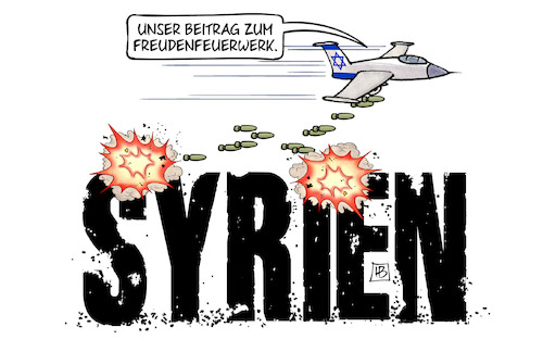 Cartoon: Israels Beitrag (medium) by Harm Bengen tagged beitrag,freudenfeuerwerk,israel,jet,flugzeug,bomben,rückkehr,flüchtlinge,assad,gestürzt,syrien,regierung,sturz,harm,bengen,cartoon,karikatur,beitrag,freudenfeuerwerk,israel,jet,flugzeug,bomben,rückkehr,flüchtlinge,assad,gestürzt,syrien,regierung,sturz,harm,bengen,cartoon,karikatur