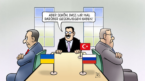 Cartoon: Istanbul-Gespräche (medium) by Harm Bengen tagged vermittlung,schweigen,streit,istanbul,türkei,friedensgespräche,gespräche,ukraine,russland,krieg,frieden,harm,bengen,cartoon,karikatur,vermittlung,schweigen,streit,istanbul,türkei,friedensgespräche,gespräche,ukraine,russland,krieg,frieden,harm,bengen,cartoon,karikatur
