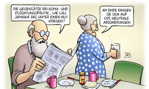 Cartoon: Jamaika-Hut (medium) by Harm Bengen tagged gegensätze,klima,flüchtlingspolitik,jamaika,hut,koalition,einigen,co2,neutrale,abschiebungen,susemil,harm,bengen,cartoon,karikatur,gegensätze,klima,flüchtlingspolitik,jamaika,hut,koalition,einigen,co2,neutrale,abschiebungen,susemil,harm,bengen,cartoon,karikatur