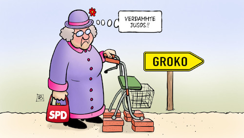 Cartoon: Jusos und Groko (medium) by Harm Bengen tagged jusos,kritik,protest,rollator,oma,alte,tante,backsteine,neuauflage,groko,spd,cdu,csu,koalition,sondierungen,harm,bengen,cartoon,karikatur,jusos,kritik,protest,rollator,oma,alte,tante,backsteine,neuauflage,groko,spd,cdu,csu,koalition,sondierungen,harm,bengen,cartoon,karikatur