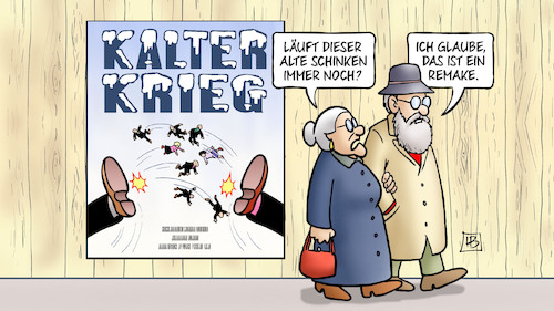 Cartoon: Kalter-Krieg-Remake (medium) by Harm Bengen tagged kalter,krieg,remake,alter,schinken,film,zaun,susemil,russland,westen,skripal,giftanschlag,diplomaten,ausweisungen,harm,bengen,cartoon,karikatur,kalter,krieg,remake,alter,schinken,film,zaun,susemil,russland,westen,skripal,giftanschlag,diplomaten,ausweisungen,harm,bengen,cartoon,karikatur