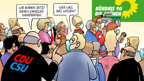 Cartoon: Kandidaten-Entscheidung (medium) by Harm Bengen tagged kandidaten,entscheidung,kanzlerkandidatin,reporter,grüne,baerbock,laschet,söder,cdu,csu,harm,bengen,cartoon,karikatur,kandidaten,entscheidung,kanzlerkandidatin,reporter,grüne,baerbock,laschet,söder,cdu,csu,harm,bengen,cartoon,karikatur