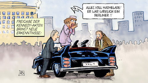 Cartoon: Kennedy-Akten (medium) by Harm Bengen tagged freigabe,kennedy,akten,erkenntnisse,dallas,ermordung,marmelade,berliner,usa,präsident,harm,bengen,cartoon,karikatur,freigabe,kennedy,akten,erkenntnisse,dallas,ermordung,marmelade,berliner,usa,präsident,harm,bengen,cartoon,karikatur