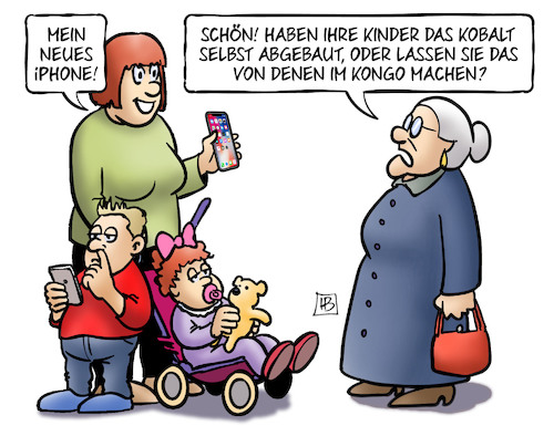 Cartoon: Kobalt-Kinderarbeit (medium) by Harm Bengen tagged kobalt,kinderarbeit,handy,iphone,kongo,rohstoffe,ausbeutung,mutter,susemil,harm,bengen,cartoon,karikatur,kobalt,kinderarbeit,handy,iphone,kongo,rohstoffe,ausbeutung,mutter,susemil,harm,bengen,cartoon,karikatur