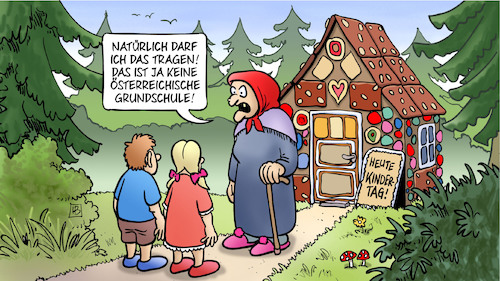 Cartoon: Kopftuchverbot Österreich (medium) by Harm Bengen tagged kopftuchverbot,österreich,grundschule,islam,hexe,märchen,hänsel,gretel,wald,harm,bengen,cartoon,karikatur,kopftuchverbot,österreich,grundschule,islam,hexe,märchen,hänsel,gretel,wald,harm,bengen,cartoon,karikatur