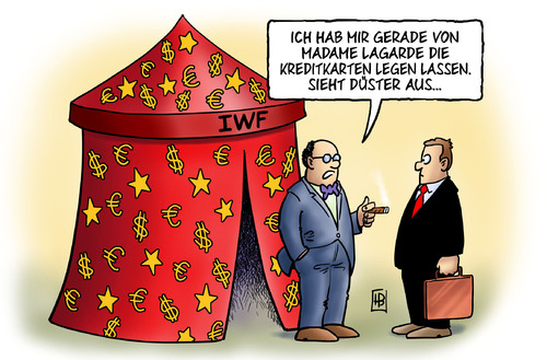 Cartoon: Lagarde-Prognose (medium) by Harm Bengen tagged iwf,madame,lagarde,zelt,wahrsagerin,zukunft,aussichten,prognose,warnung,negativ,kredit,kreditkarten,madame,lagarde,zelt,wahrsagerin,zukunft,aussichten,prognose,warnung,negativ,kredit,kreditkarten