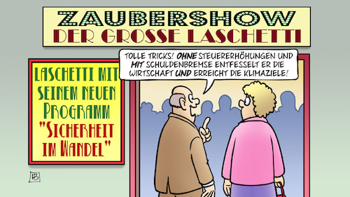 Cartoon: Laschets Show (medium) by Harm Bengen tagged zaubershow,zauberer,der,grosse,laschetti,laschet,wahlprogramm,programm,sicherheit,wandel,tricks,steuererhöhungen,schuldenbremse,wirtschaft,klimaziele,cdu,csu,bundestagswahlkampf,theater,harm,bengen,cartoon,karikatur,zaubershow,zauberer,der,grosse,laschetti,laschet,wahlprogramm,programm,sicherheit,wandel,tricks,steuererhöhungen,schuldenbremse,wirtschaft,klimaziele,cdu,csu,bundestagswahlkampf,theater,harm,bengen,cartoon,karikatur