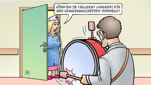 Cartoon: Lauterbach trommelt (medium) by Harm Bengen tagged lauterbach,krankenhausreform,trommeln,pauke,krankenschwester,harm,bengen,cartoon,karikatur,lauterbach,krankenhausreform,trommeln,pauke,krankenschwester,harm,bengen,cartoon,karikatur