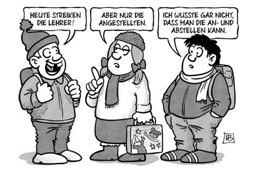 Cartoon: Lehrer-Streik (medium) by Harm Bengen tagged streiken,streik,lehrer,angestellte,beamte,tarifrunde,gew,harm,bengen,cartoon,karikatur
