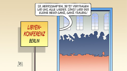 Cartoon: Libyen-Konferenz (medium) by Harm Bengen tagged libyen,konferenz,berlin,heiko,maas,vertragen,traurig,krieg,aussenminister,harm,bengen,cartoon,karikatur,libyen,konferenz,berlin,heiko,maas,vertragen,traurig,krieg,aussenminister,harm,bengen,cartoon,karikatur