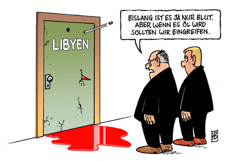 Cartoon: Libyen (medium) by Harm Bengen tagged libyen,gaddafi,öl,wirtschaftsinteressen,wirtschaft,blut,europa,usa,nato,revolution,aufstand,revolte,arabien,umbruch,gewalt,flugverbotszone,eingreifen,libyen,gaddafi,öl,wirtschaftsinteressen,wirtschaft,blut,europa,usa,nato,revolution,aufstand,revolte,arabien,umbruch,gewalt,flugverbotszone,eingreifen