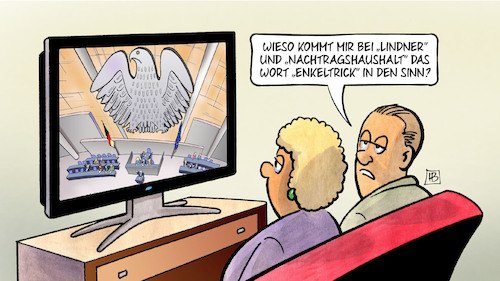 Cartoon: Lindners Nachtragshaushalt (medium) by Harm Bengen tagged lindner,nachtragshaushalt,wort,enkeltrick,bundestag,ampel,finanzminister,betrug,schuldenbremse,tv,fdp,harm,bengen,cartoon,karikatur,lindner,nachtragshaushalt,wort,enkeltrick,bundestag,ampel,finanzminister,betrug,schuldenbremse,tv,fdp,harm,bengen,cartoon,karikatur