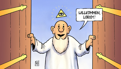 Cartoon: Loriot (medium) by Harm Bengen tagged loriot,tod,tot,himmel,gott,sterben,ikone,cartoonist,karikaturist,regisseur,humor,meister,loriot,tod,tot,himmel,gott,sterben,ikone,cartoonist,karikaturist,humor,meister