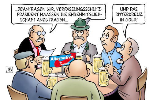 Cartoon: Maaßen-Ritterkreuz (medium) by Harm Bengen tagged stammtisch,ehrenmitgliedschaft,ritterkreuz,interview,verfassung,belege,hetzjagden,guten,tag,maaßen,verfassungsschutzpräsident,seehofer,chemnitz,vertuschung,video,nazis,hitlergruss,afd,rechtsradikalismus,harm,bengen,cartoon,karikatur,stammtisch,ehrenmitgliedschaft,ritterkreuz,interview,verfassung,belege,hetzjagden,guten,tag,maaßen,verfassungsschutzpräsident,seehofer,chemnitz,vertuschung,video,nazis,hitlergruss,afd,rechtsradikalismus,harm,bengen,cartoon,karikatur