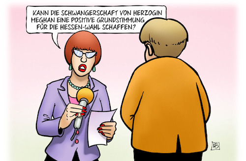 Cartoon: Meghan schwanger (medium) by Harm Bengen tagged schwangerschaft,herzogin,meghan,positive,grundstimmung,hessen,landtagswahl,merkel,interview,royals,baby,harm,bengen,cartoon,karikatur,schwangerschaft,herzogin,meghan,positive,grundstimmung,hessen,landtagswahl,merkel,interview,royals,baby,harm,bengen,cartoon,karikatur