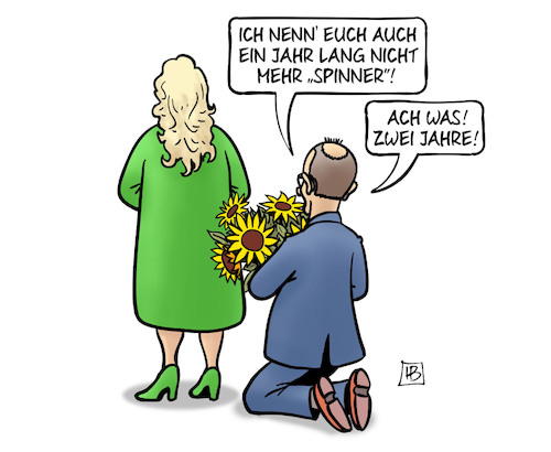 Cartoon: Merz buhlt (medium) by Harm Bengen tagged versprechen,spinner,zustimmung,grüne,sonnenblumen,paket,schuldenpaket,cdu,csu,spd,bundestag,schuldenbremse,harm,bengen,cartoon,karikatur,versprechen,spinner,zustimmung,grüne,sonnenblumen,paket,schuldenpaket,cdu,csu,spd,bundestag,schuldenbremse,harm,bengen,cartoon,karikatur