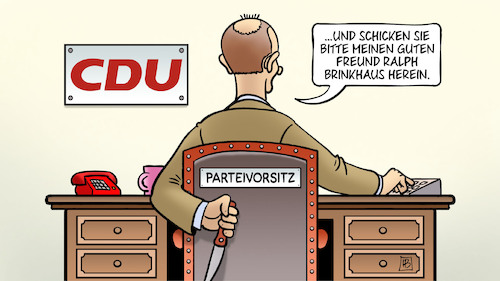 Cartoon: Merz und Fraktionsvorsitz (medium) by Harm Bengen tagged freund,ralph,brinkhaus,schreibtisch,messer,fraktionsvorsitz,friedrich,merz,parteivorsitz,cdu,wahl,parteitag,harm,bengen,cartoon,karikatur,freund,ralph,brinkhaus,schreibtisch,messer,fraktionsvorsitz,friedrich,merz,parteivorsitz,cdu,wahl,parteitag,harm,bengen,cartoon,karikatur