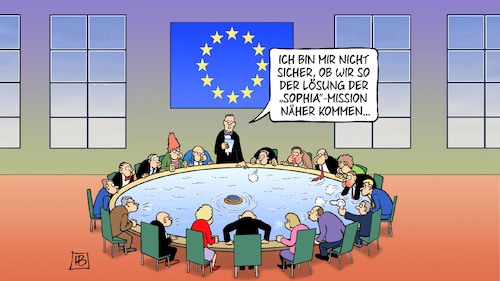 Cartoon: Mission Sophia (medium) by Harm Bengen tagged lösung,sophia,mission,europa,eu,flüchtlinge,mittelmeer,abschottung,harm,bengen,cartoon,karikatur,lösung,sophia,mission,europa,eu,flüchtlinge,mittelmeer,abschottung,harm,bengen,cartoon,karikatur