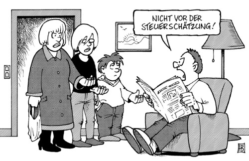 Cartoon: Nicht vor der Steuerschätzung! (medium) by Harm Bengen tagged steuerschätzung,steuer,haushalt,staatshaushalt,bundeshaushalt,neuverschuldung,verschuldung,schulden,finanzminister,wolfgang schäuble,familie,tochter,sohn,kind,mutter,taschengeld,haushaltsgeld,einkaufen,konsum,geld,wolfgang,schäuble