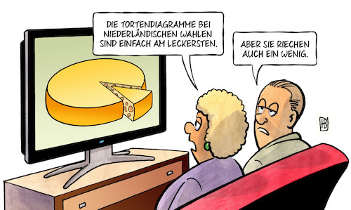 Cartoon: NL-Wahl (medium) by Harm Bengen tagged tortendiagramme,niederlande,holland,wahl,käse,geruch,tv,lecker,harm,bengen,cartoon,karikatur,tortendiagramme,niederlande,holland,wahl,käse,geruch,tv,lecker,harm,bengen,cartoon,karikatur