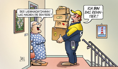 Cartoon: Paketflut (medium) by Harm Bengen tagged paketflut,weihnachtsmann,rentiere,paketbote,postbote,gewicht,schleppen,renn,tier,susemil,harm,bengen,cartoon,karikatur,paketflut,weihnachtsmann,rentiere,paketbote,postbote,gewicht,schleppen,renn,tier,susemil,harm,bengen,cartoon,karikatur