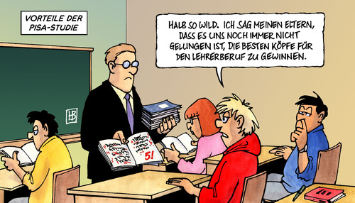 Cartoon: Pisa 2010 (medium) by Harm Bengen tagged pisa,2010,studie,schule,ausbildung,schwächen,lernen,lehrer,beruf,pisa,2010,schule,ausbildung,beruf,schwächen,test,studie,lernen,merkel,westerwelle,aufgabe,bildung,deutschland,intelligenz