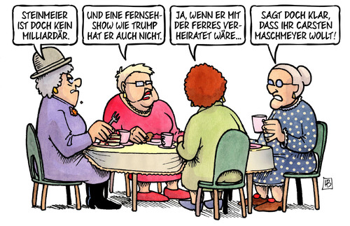 Cartoon: Präsidentensuche (medium) by Harm Bengen tagged steinmeier,milliardär,fernsehshow,trump,usa,präsident,bundespräsident,ferres,verheiratet,carsten,maschmeyer,susemil,harm,bengen,cartoon,karikatur,steinmeier,milliardär,fernsehshow,trump,usa,präsident,bundespräsident,ferres,verheiratet,carsten,maschmeyer,susemil,harm,bengen,cartoon,karikatur